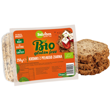 CHLEB Z PEŁNEGO ZIARNA KROJONY BEZGLUTENOWY BIO 250 g - BALVITEN