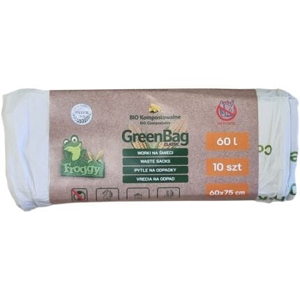 WORKI NA ODPADY BIO I ZMIESZANE (KOMPOSTOWALNE I BIODEGRADOWALNE) 60 L 10 szt - FROGGY (GREENBAG)