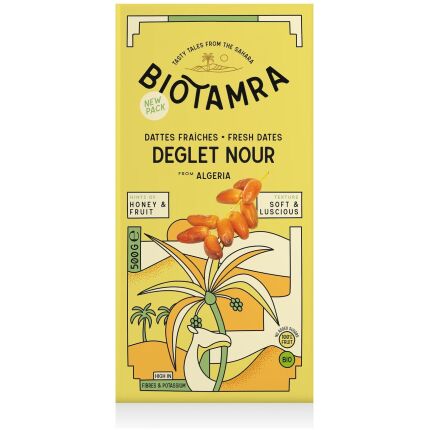 DAKTYLE DEGLET NOUR ŚWIEŻE Z PESTKĄ (NA GAŁĄZKACH) BIO 500 g - BIOTAMRA