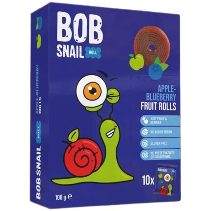 PRZEKĄSKI ROLL JABŁKO - BORÓWKA BEZ DODATKU CUKRÓW BEZGLUTENOWE 100 g - BOB SNAIL