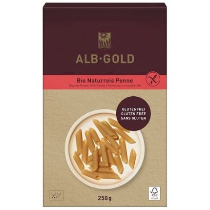MAKARON (RYŻOWY RAZOWY) PENNE BEZGLUTENOWY BIO 250 g - ALB GOLD